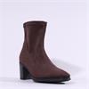 Miss Elastic Block Heel Ankle Boot - Brown Stretch